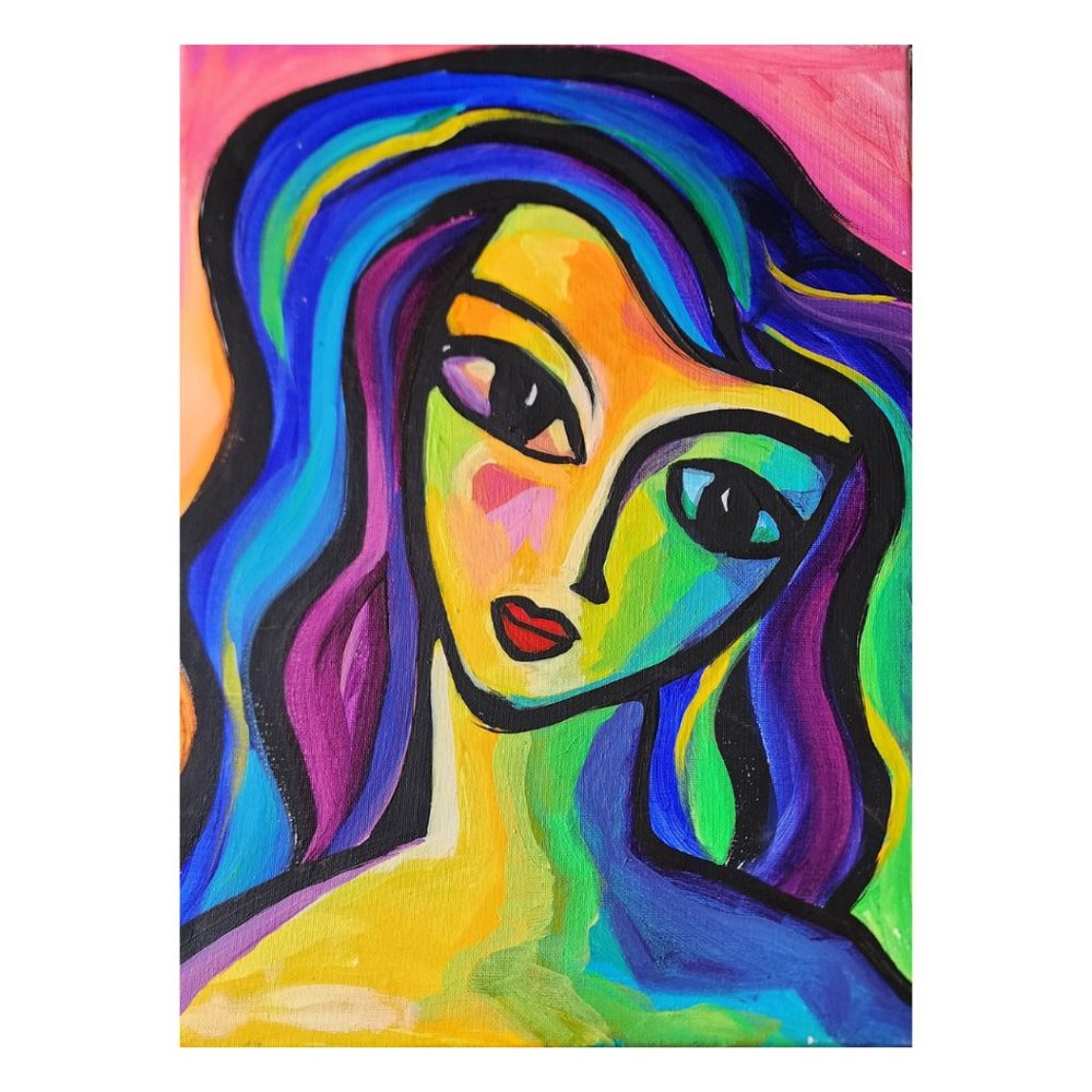 Colorful Abstract Woman Study Canvas Painting